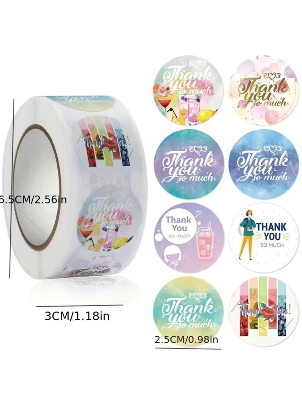 500 Summer Fun Thank You Stickers 1 inch , Roll, Round PRICE IS FIRM